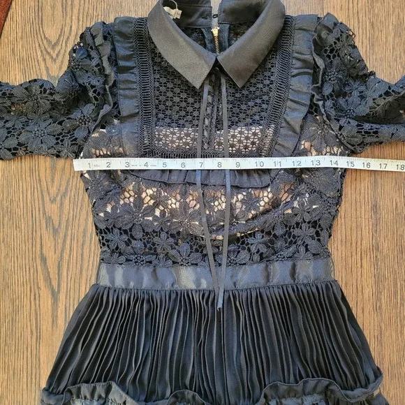 Reds Hall Black Adeline Lace Up Pleated Dress Size Women's Small NEW - Picture 12 of 16